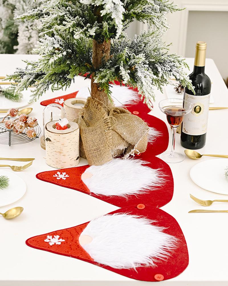 1Set Christmas Table Runner Gnome Pattern Placemats Table Mat Seasonal Winter Holiday Kitchen Dining Table Decorations Home Party Supplies