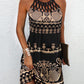 Vintage Tribal Print Hollow Out Sleeveless Casual Dress