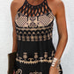 Vintage Tribal Print Hollow Out Sleeveless Casual Dress