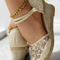 Embroidery Braided Espadrille Ankle Strap Wedge Sandals