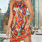 Multi Color Abstract Print Hollow Out Casual Dress