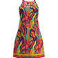 Multi Color Abstract Print Hollow Out Casual Dress