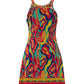 Multi Color Abstract Print Hollow Out Casual Dress