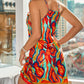 Multi Color Abstract Print Hollow Out Casual Dress