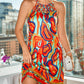 Multi Color Abstract Print Hollow Out Casual Dress