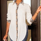 Contrast Plaid Side Slit Button Down Shirt