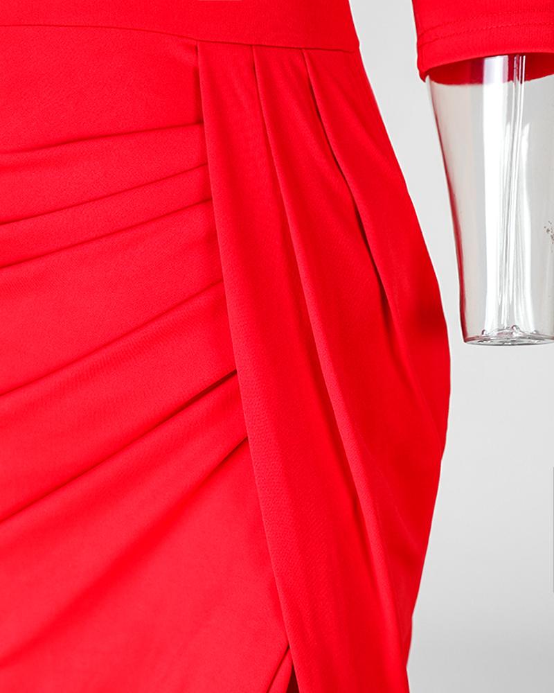 Off Shoulder Beaded Ruched Party Dress