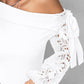 Skew Neck Lace Patch Tied Detail Top