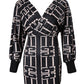 Geometric Print Batwing Sleeve Bodycon Dress
