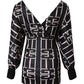 Geometric Print Batwing Sleeve Bodycon Dress