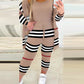 Plus Size Tank Top & Striped Print Drawstring Pants Set With Cardigan