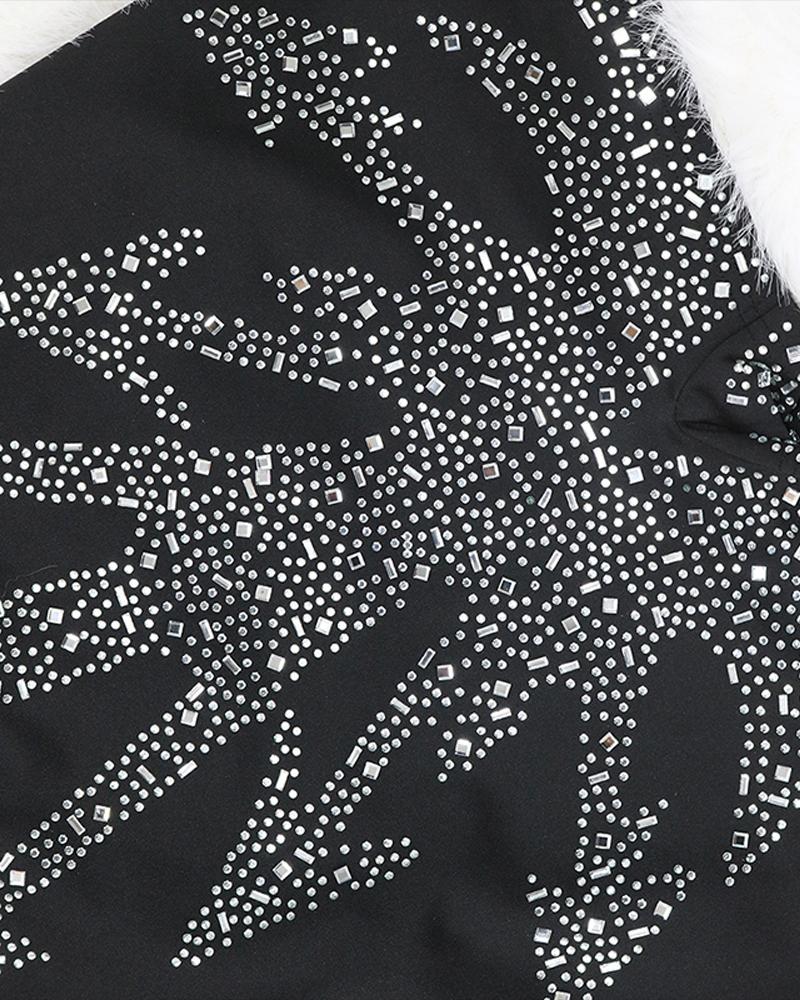 Rhinestone Graphic Pattern Sweetheart Neck Romper