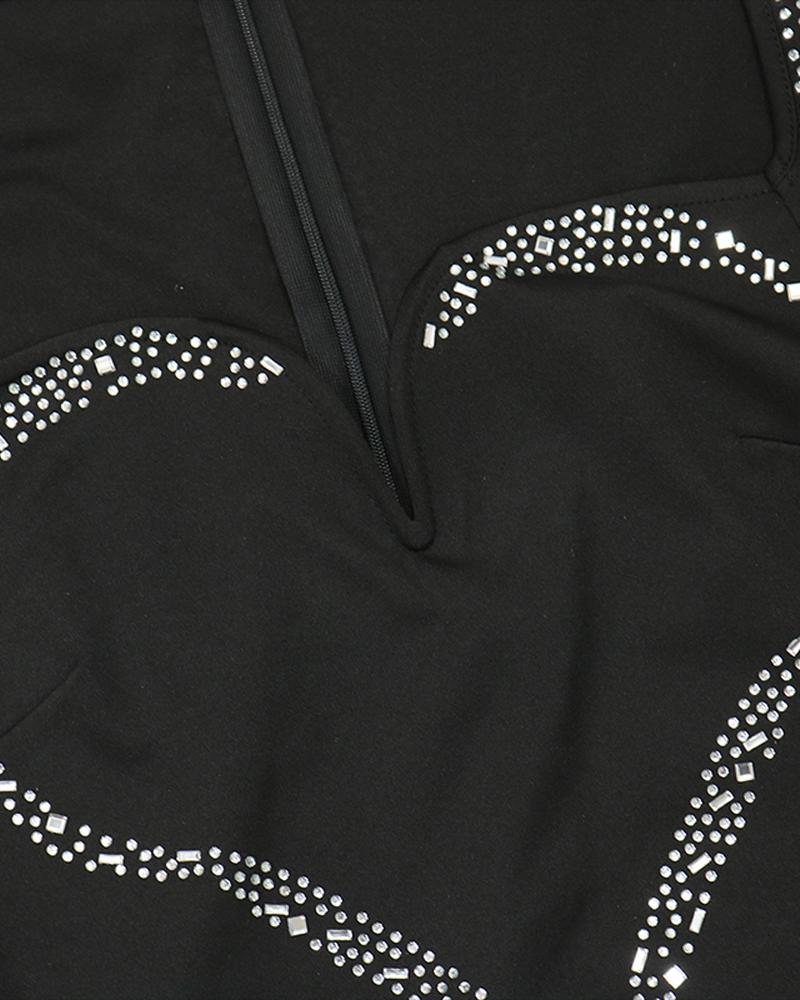 Rhinestone Graphic Pattern Sweetheart Neck Romper