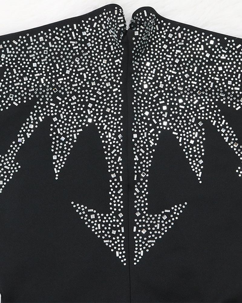 Rhinestone Graphic Pattern Sweetheart Neck Romper