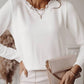 Contrast Lace Knot Back Long Sleeve Top