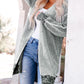 Plaid Knitted Open Front Longline Cardigan