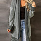 Plaid Knitted Open Front Longline Cardigan