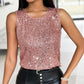 Allover Sequin Round Neck Tank Top