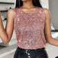 Allover Sequin Round Neck Tank Top