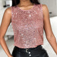 Allover Sequin Round Neck Tank Top