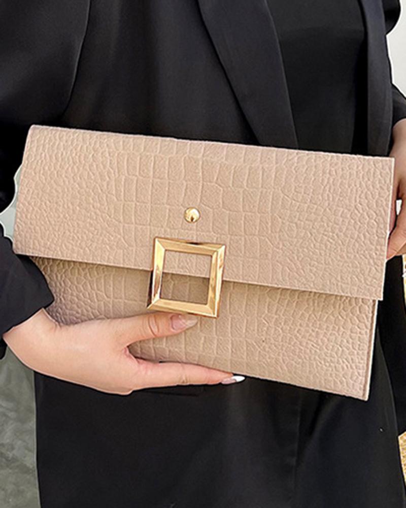 Crocodile Square Magnet Flap Clutch Bag