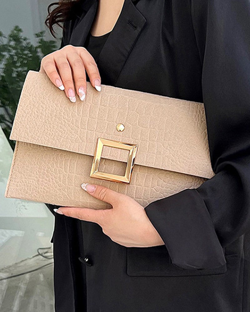 Crocodile Square Magnet Flap Clutch Bag