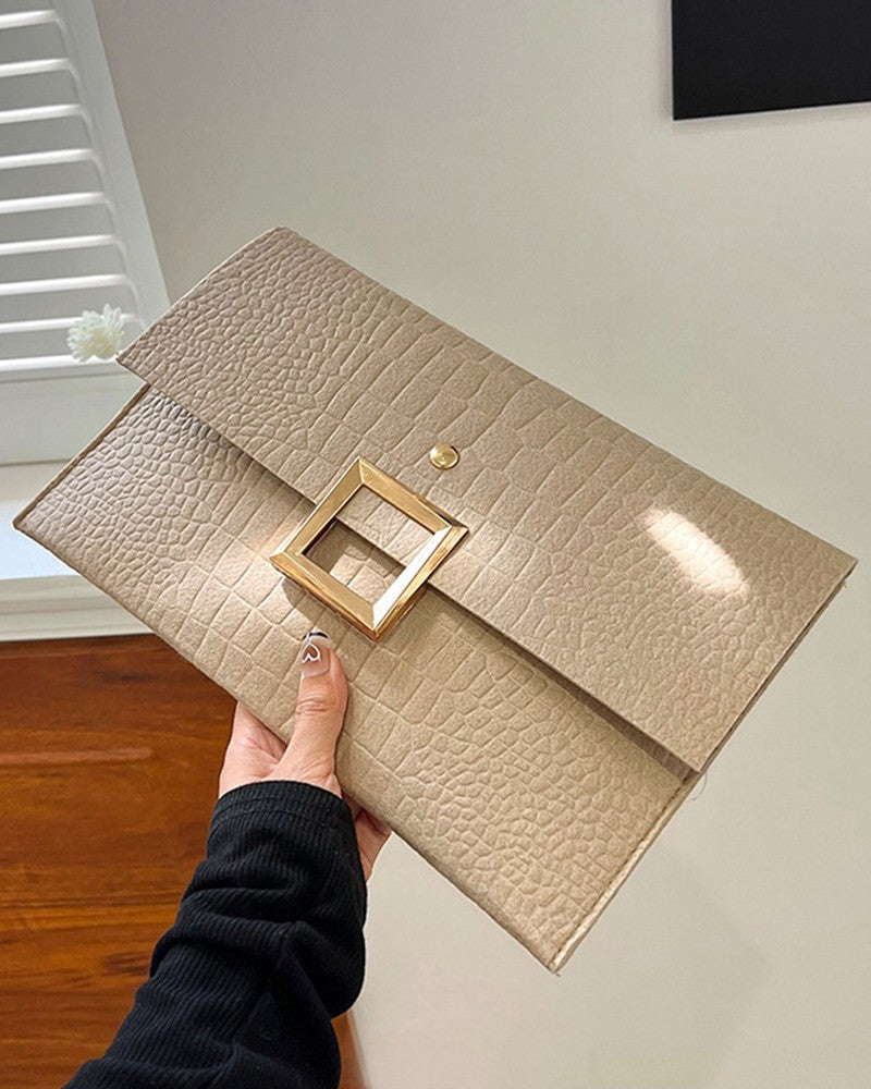Crocodile Square Magnet Flap Clutch Bag