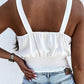 Scallop Trim Shirring Detail Tank Top