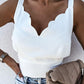 Scallop Trim Shirring Detail Tank Top