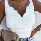 Scallop Trim Shirring Detail Tank Top