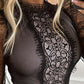Dot Mesh Eyelash Lace Patch Top