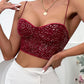Spaghetti Strap Sequin Corset Top
