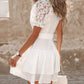 Floral Lace Patch Layered Ruffles Mini Dress