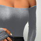 Off Shoulder Long Sleeve Skinny Casual Top