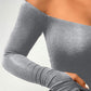 Off Shoulder Long Sleeve Skinny Casual Top