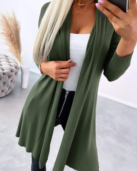 Open Front Long Sleeve Knit Cardigan