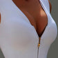 Zip Front V Neck Sleeveless Bodysuit