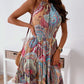 Tribal Print Halter Backless Vintage Dress