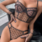 Dot Mesh Cutout Lingerie Set