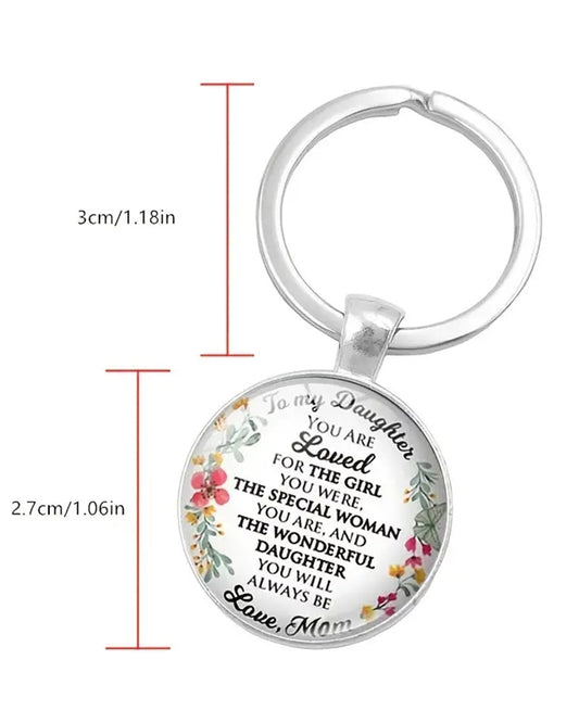 1pc Mother's Day Gift To My Daughter Love Mom Time Stone Chain Metal Keychain Pendant