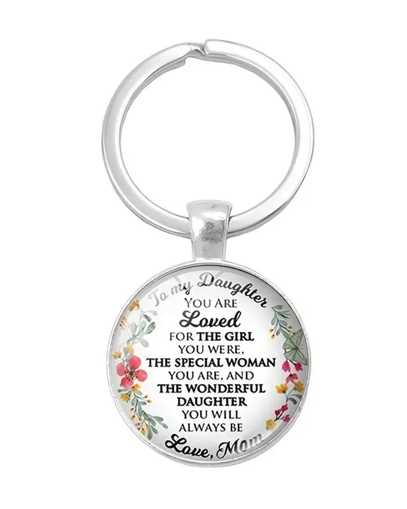 1pc Mother's Day Gift To My Daughter Love Mom Time Stone Chain Metal Keychain Pendant