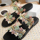 Lace Floral Double Strap Summer Beach Slippers