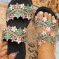 Lace Floral Double Strap Summer Beach Slippers