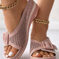 Buckled Hollow Out Wedge Slippers