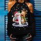 Christmas Print Cold Shoulder Cutout Top