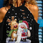 Christmas Print Cold Shoulder Cutout Top