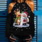 Christmas Print Cold Shoulder Cutout Top