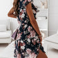 Floral Print Flutter Sleeve Chiffon Dress