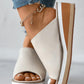 Contrast Paneled Peep Toe Wedge Slippers