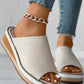Contrast Paneled Peep Toe Wedge Slippers